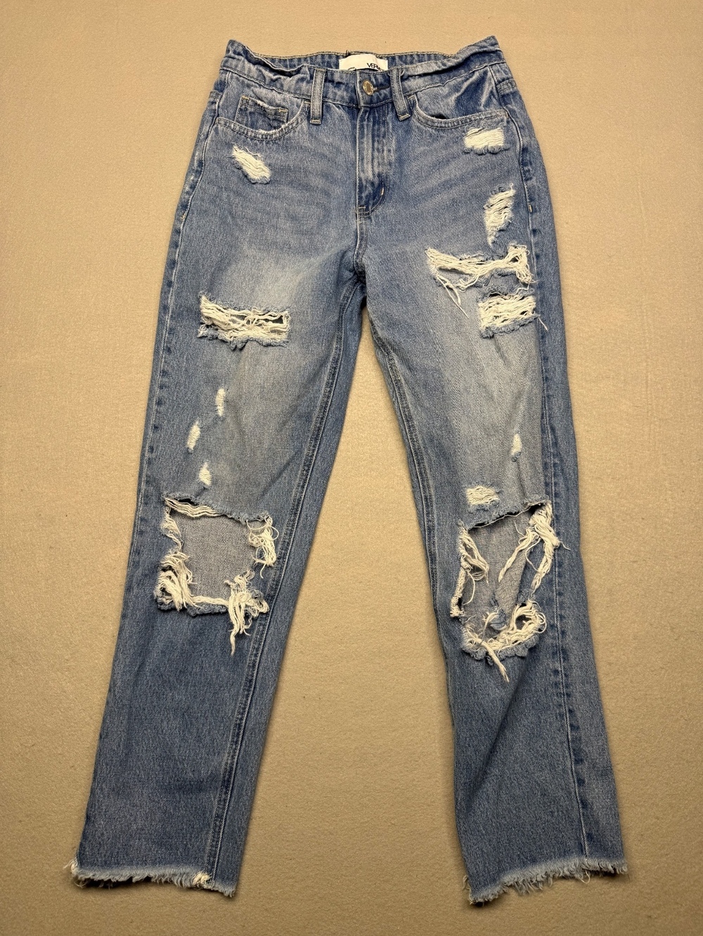 Vervet Distressed Jeans Women 25 Light Blue Ripped Straight